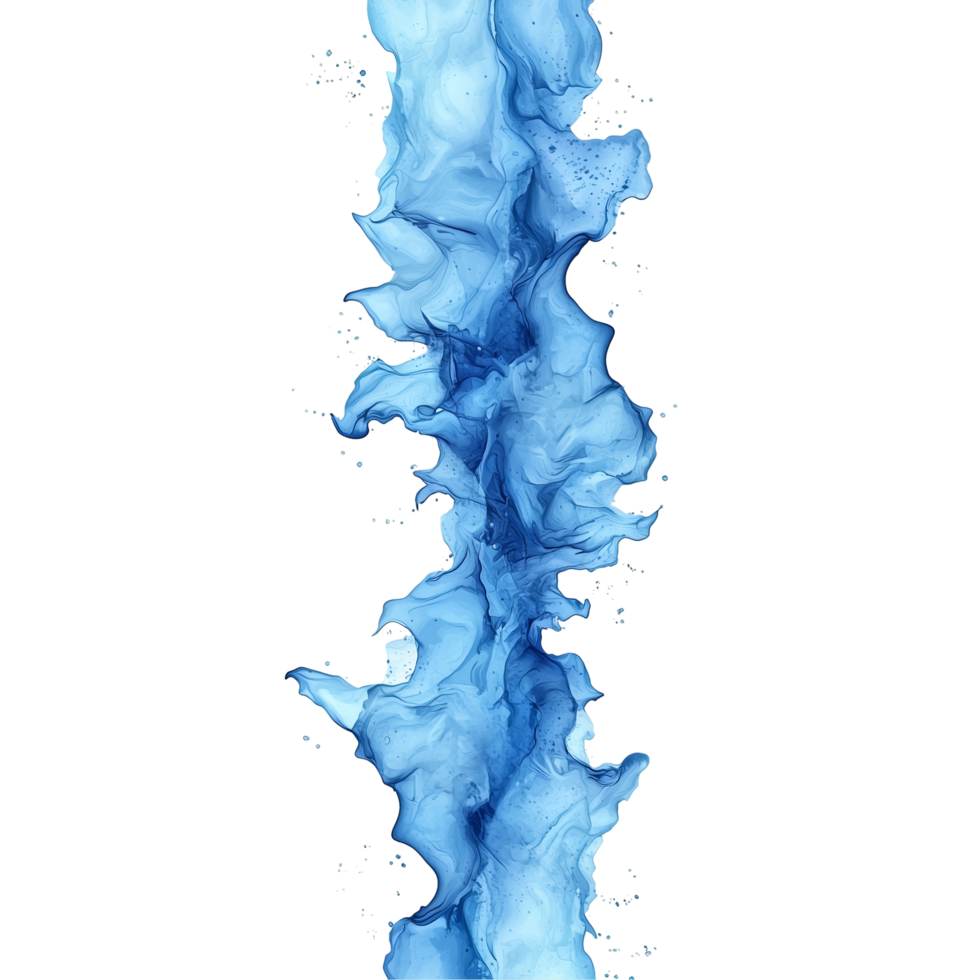 Abstract blue watercolor fluid flow art design for background use isolated on transparent background png