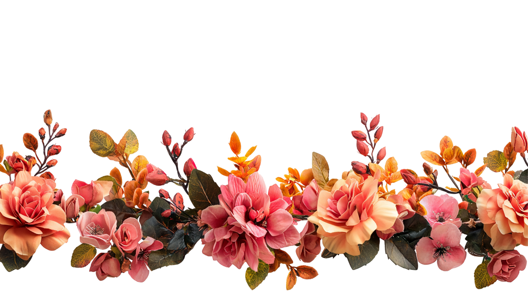 Floral arrangement of roses and blossoms decoration isolated on transparent background png