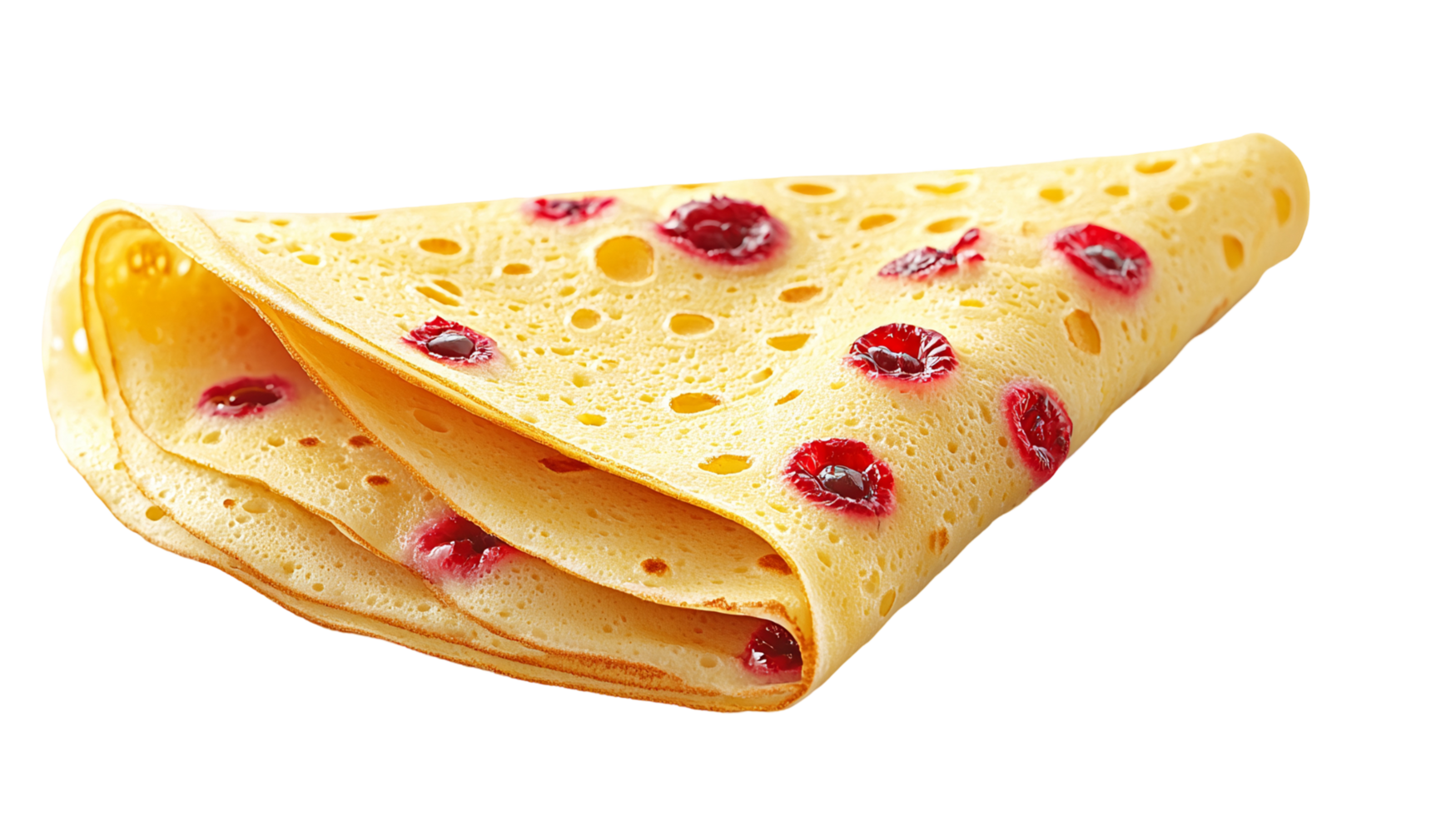 Delicious crepe with cherries tasty breakfast food isolated on transparent background png