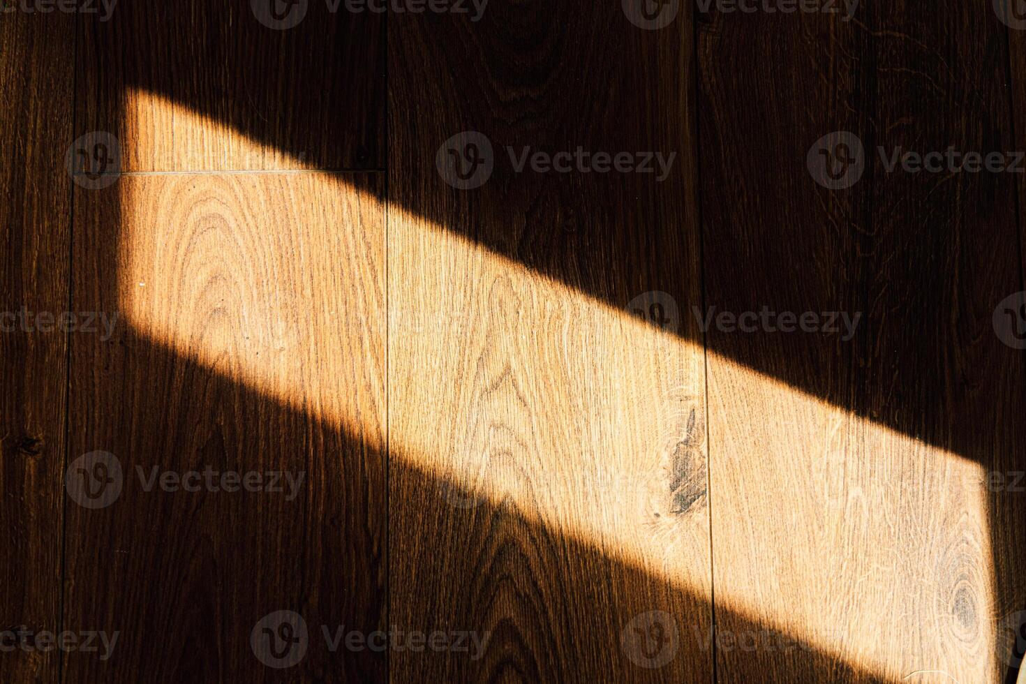 Light casts shadow on wooden floor creating a serene atmosphere indoors photo
