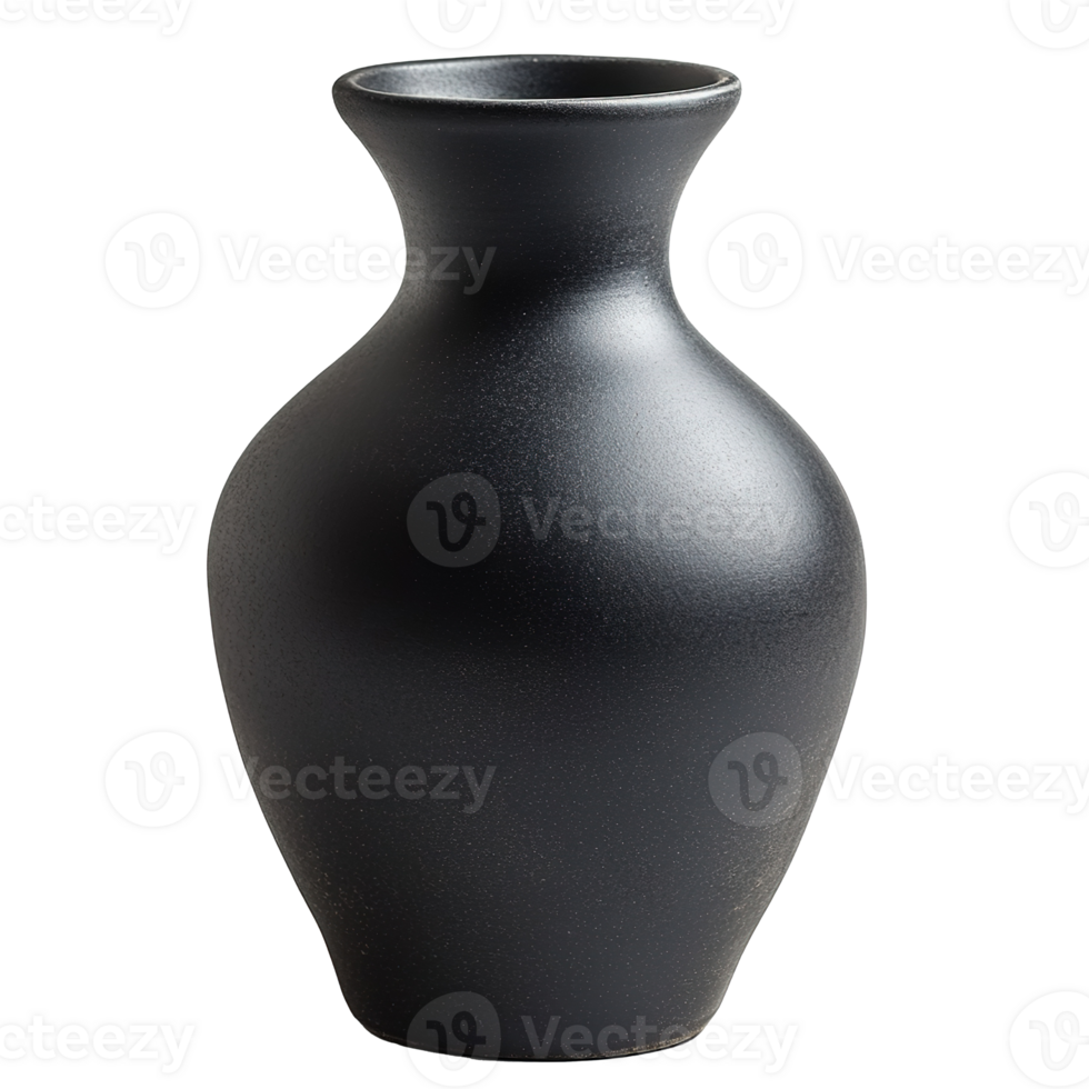 Black Ceramic Vase Isolated at the Transparent Background png