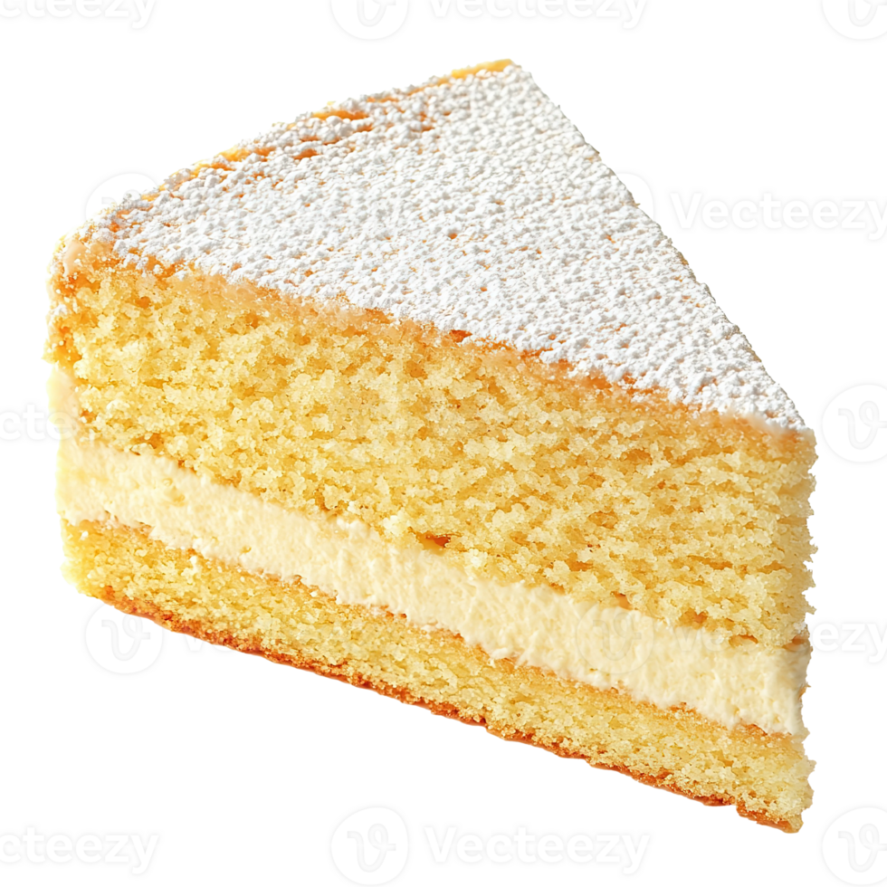 Slice of Sponge Cake Isolated at the Transparent Background png