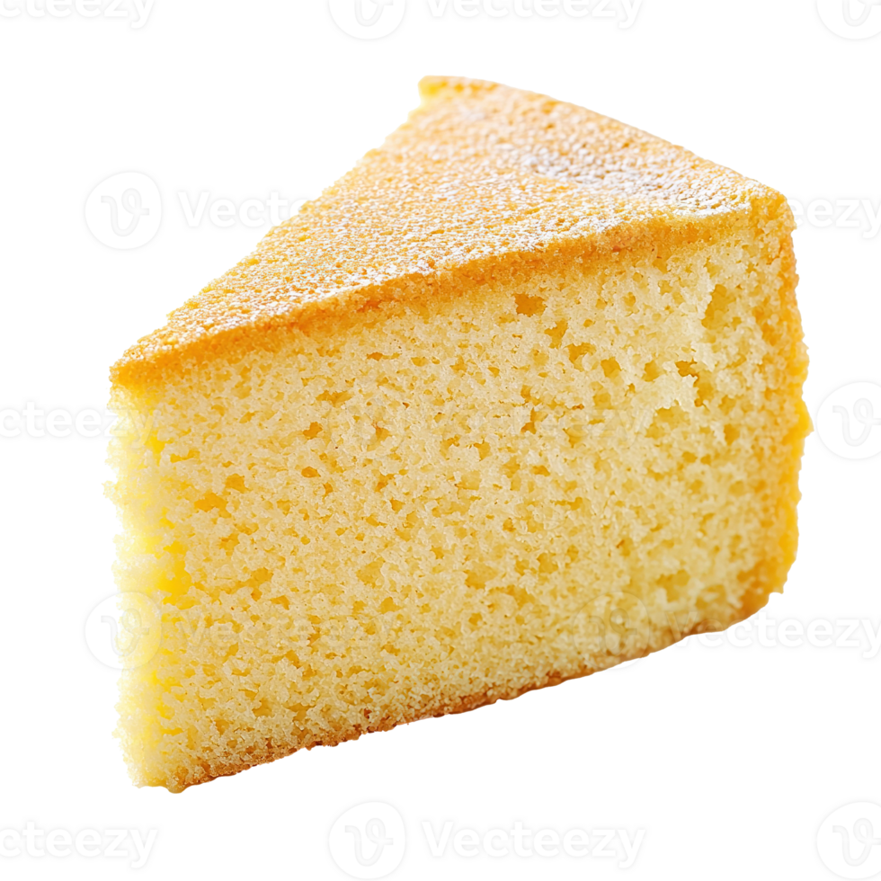 Slice of Sponge Cake Isolated on Transparent Background png