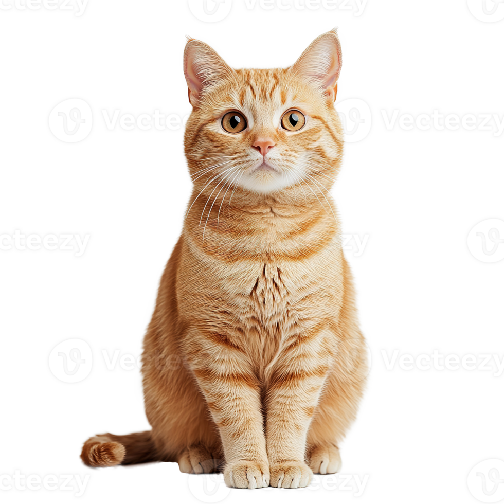 Cute British Orange Cat Sitting Isolated at the Transparent Background png