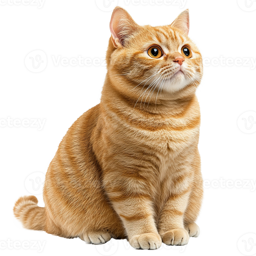 Cute British Orange Cat Sitting Isolated on Transparent Background png