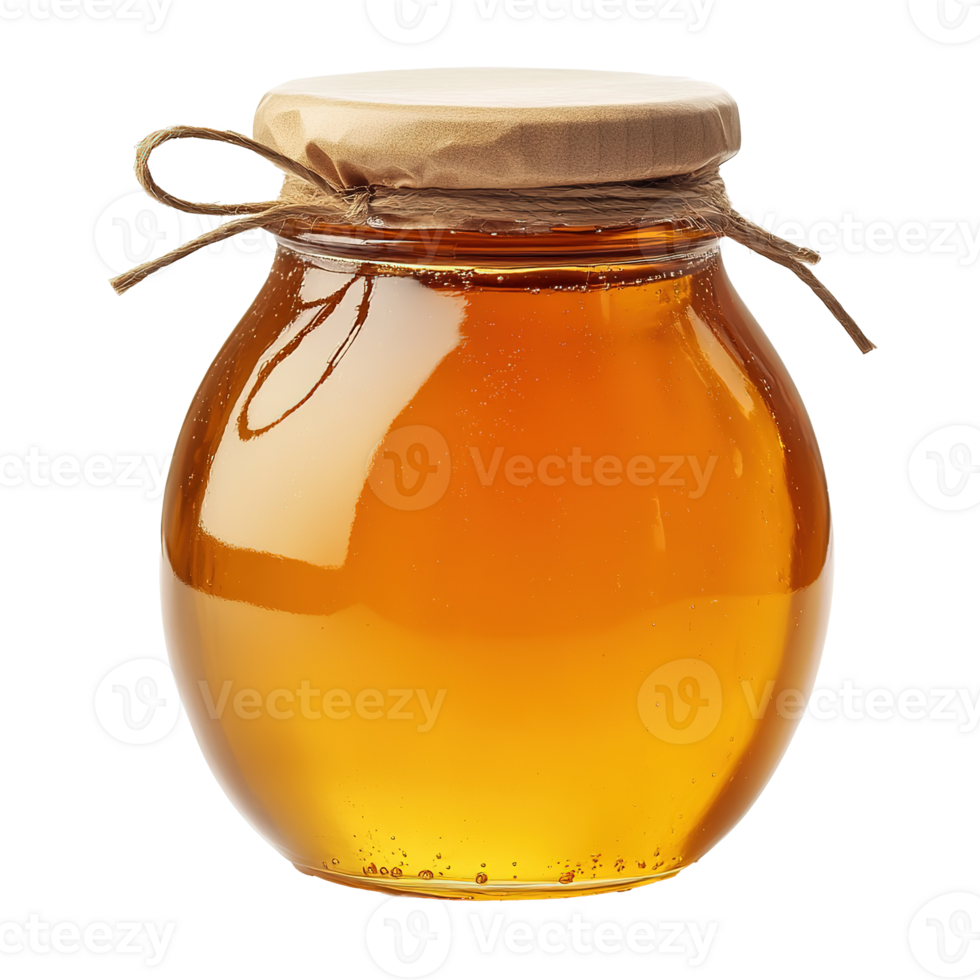 Honey in Clear Glass Jar Isolated on the Transparent Background png