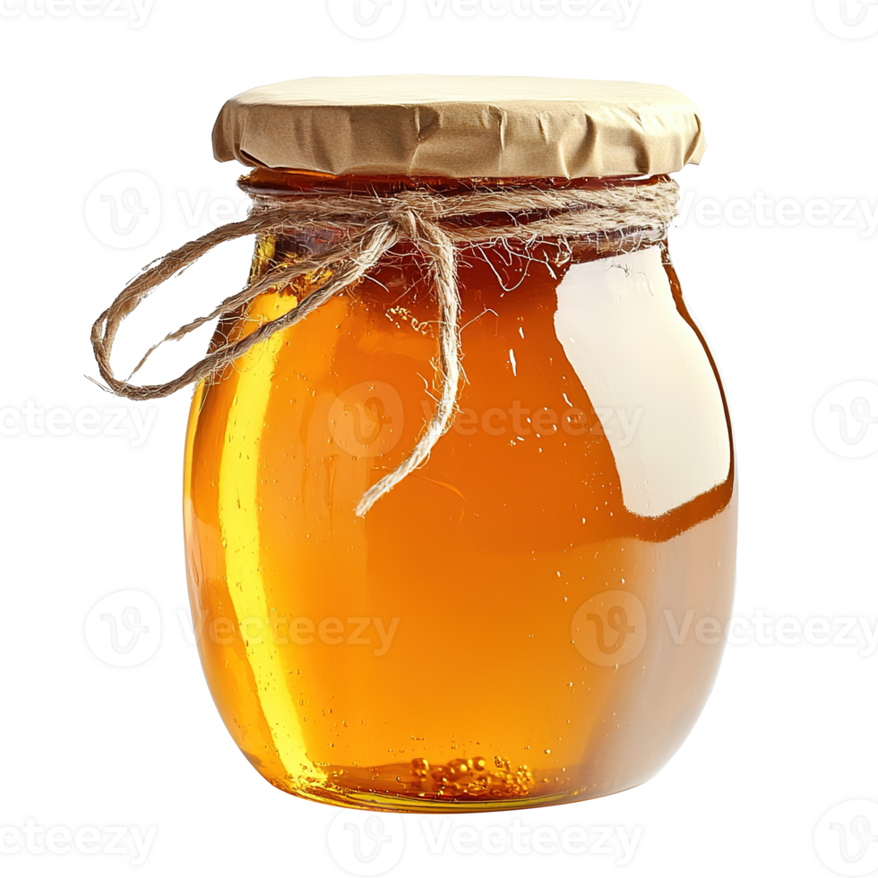 Honey in Clear Glass Jar Isolated on Transparent Background png