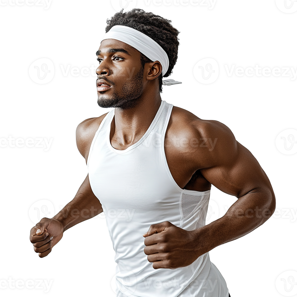 Fit Male Runner Jogging in Athletic Wear Isolated at Transparent Background png