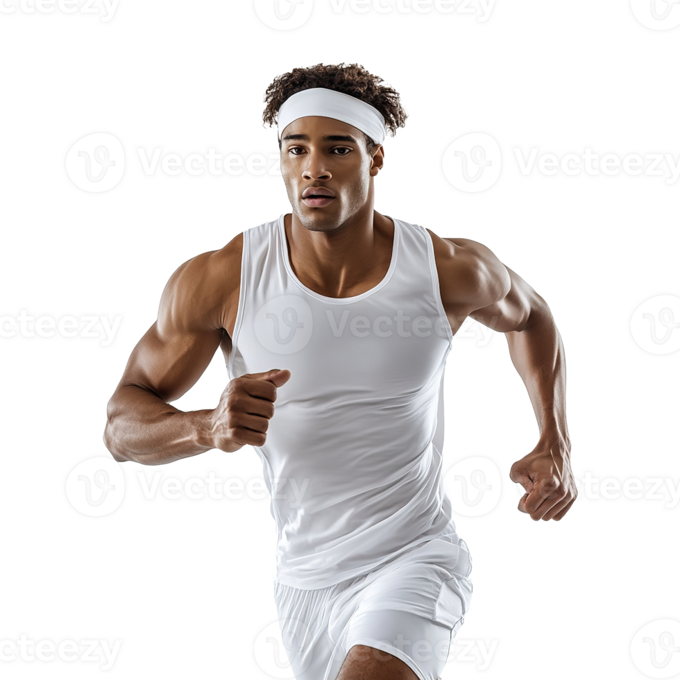 Fit Male Runner Jogging in Athletic Wear Isolated at the Transparent Background png