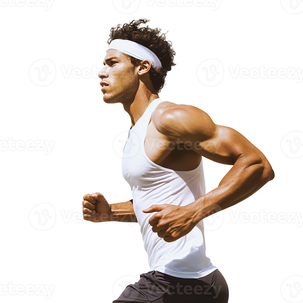 Handsome Athlete Runner Man Running or Jogging in Sport Outfit Isolated at the Transparent Background png