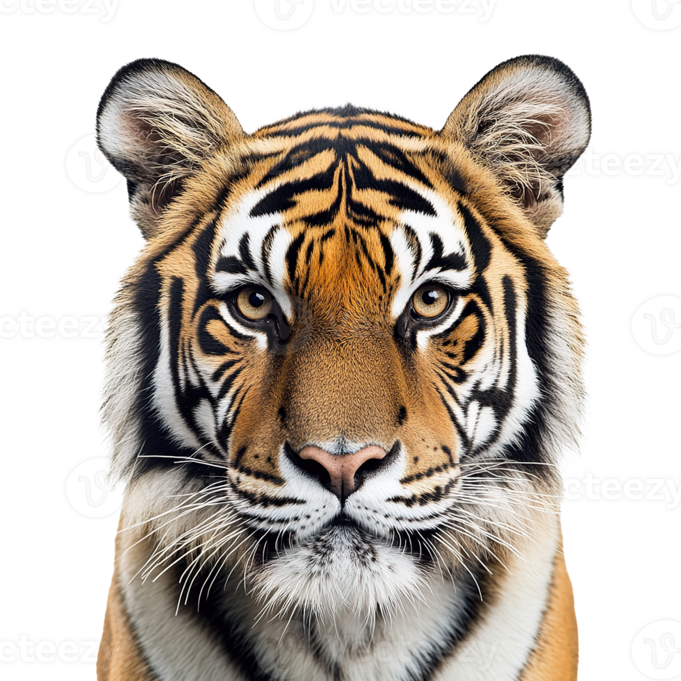 Close Up of A Tiger Face Wildlife Animals Isolated at Transparent Background png