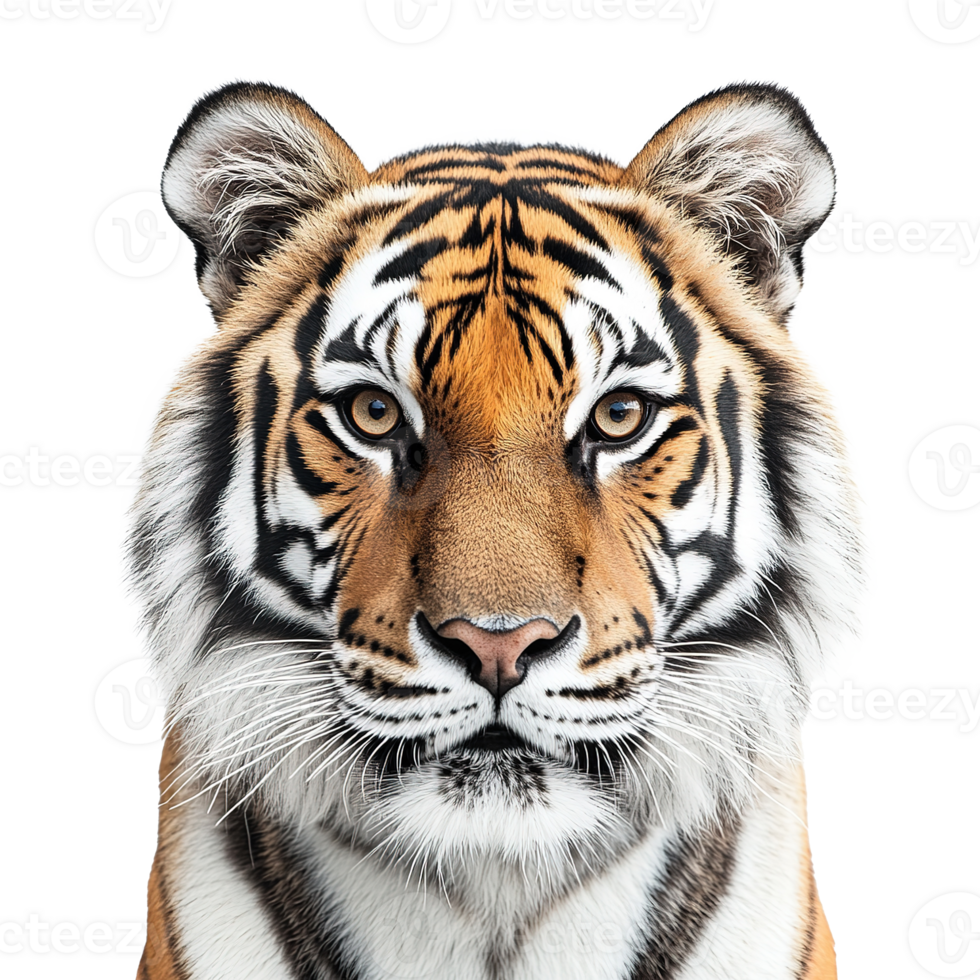 Close Up of A Tiger Face Wildlife Animals Isolated on the Transparent Background png