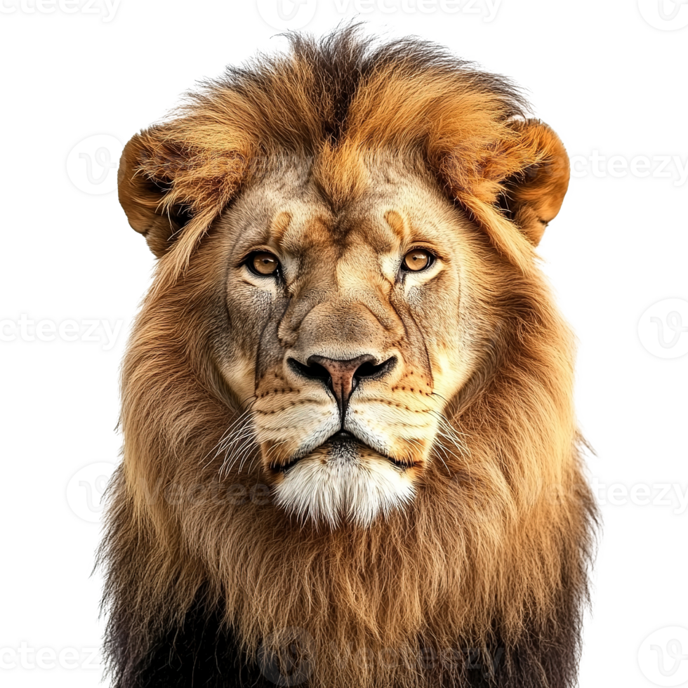 Close Up of Lion Face, Wildlife Animal, Isolated at the Transparent Background png