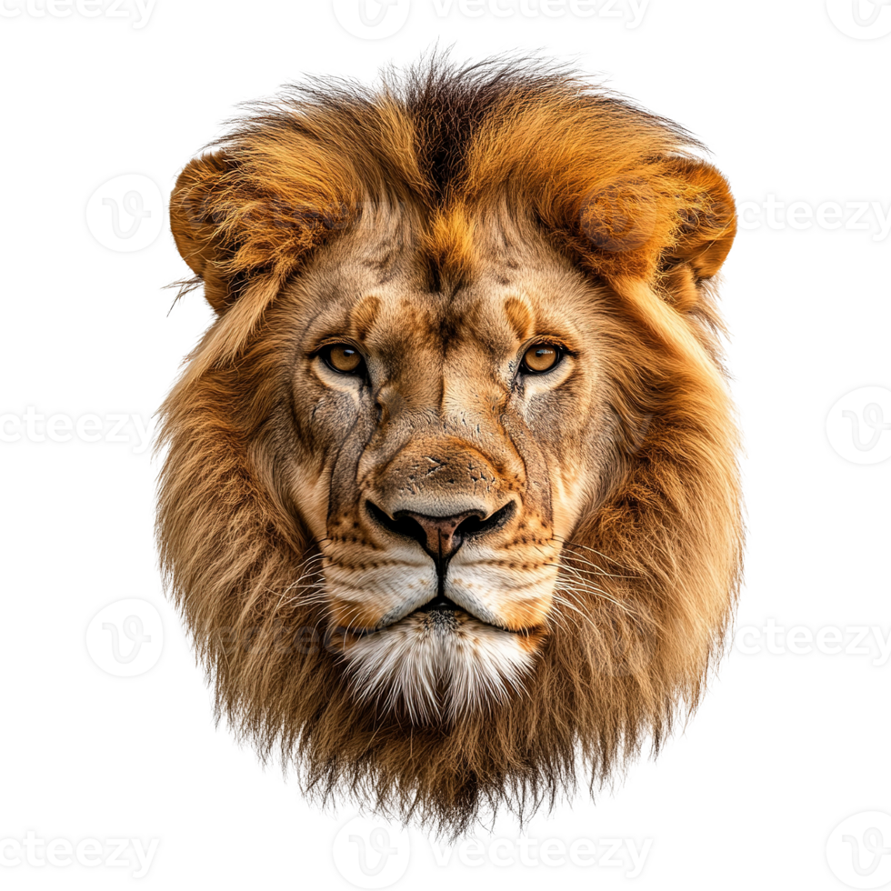 Close Up of Lion Face, Wildlife Animal, Isolated on Transparent Background png