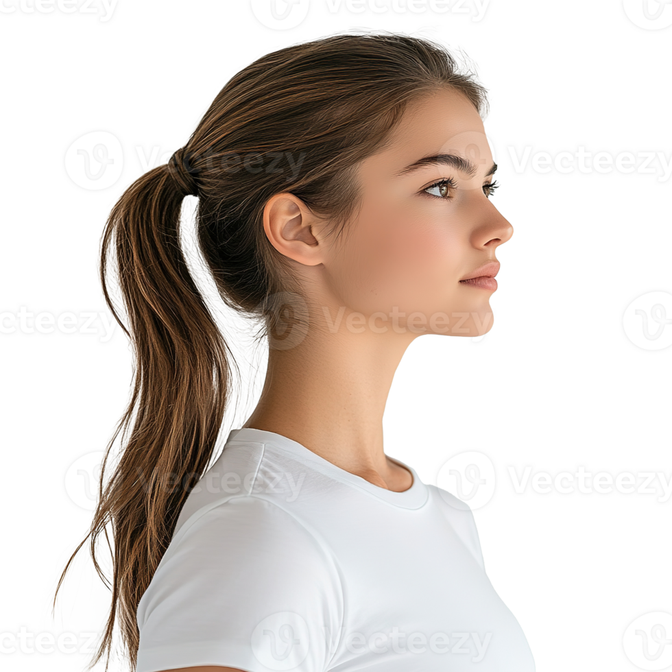 Side Profile of Woman with Ponytail Isolated at the Transparent Background png