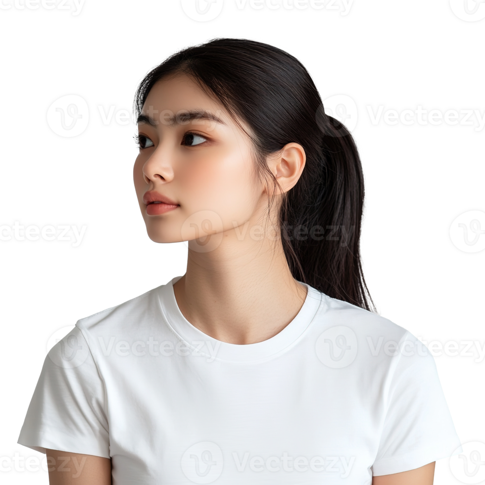 Side Profile of Woman with Ponytail Isolated on the Transparent Background png