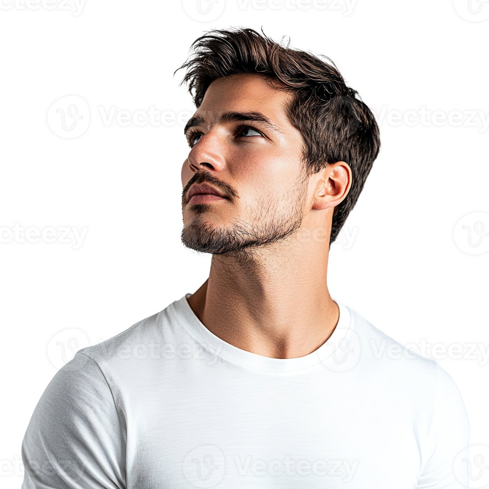 Handsome Man Looking Away Portrait Isolated on Transparent Background png