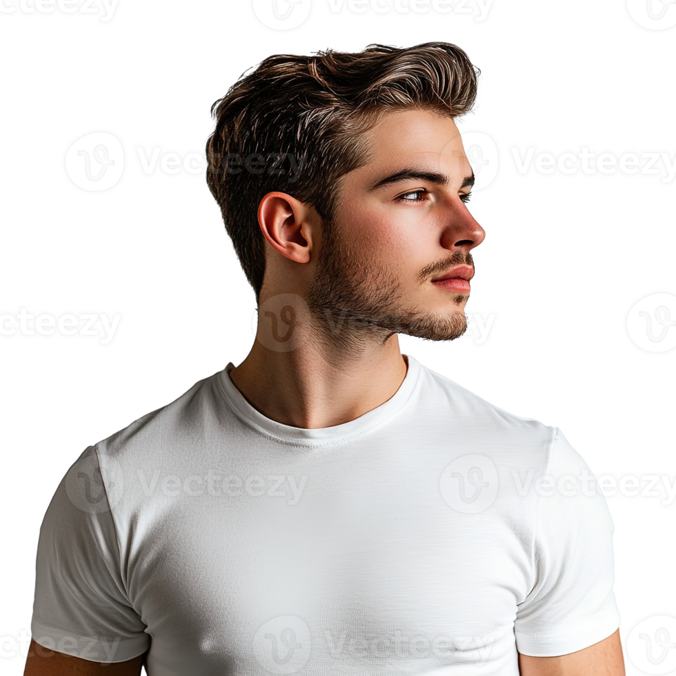 Handsome Man Looking Away Portrait Isolated on the Transparent Background png