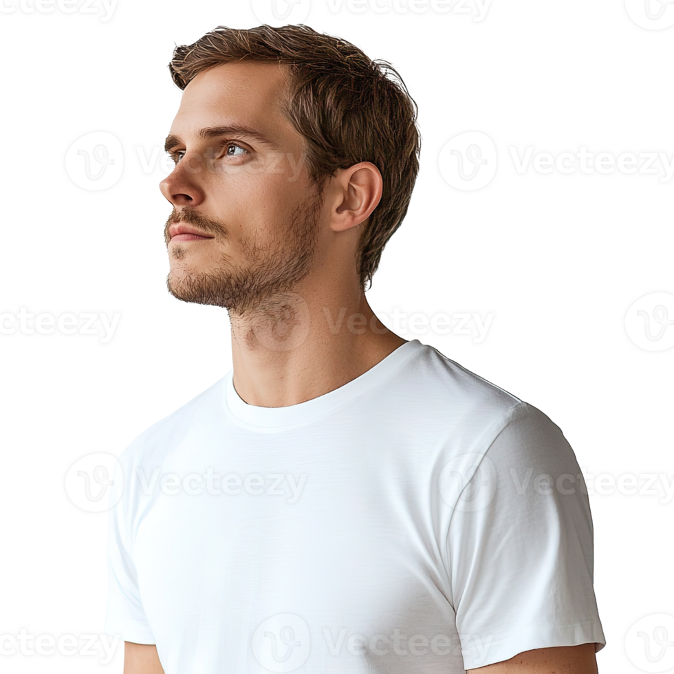 Portrait of A Handsome Man Looking Away Isolated at the Transparent Background png