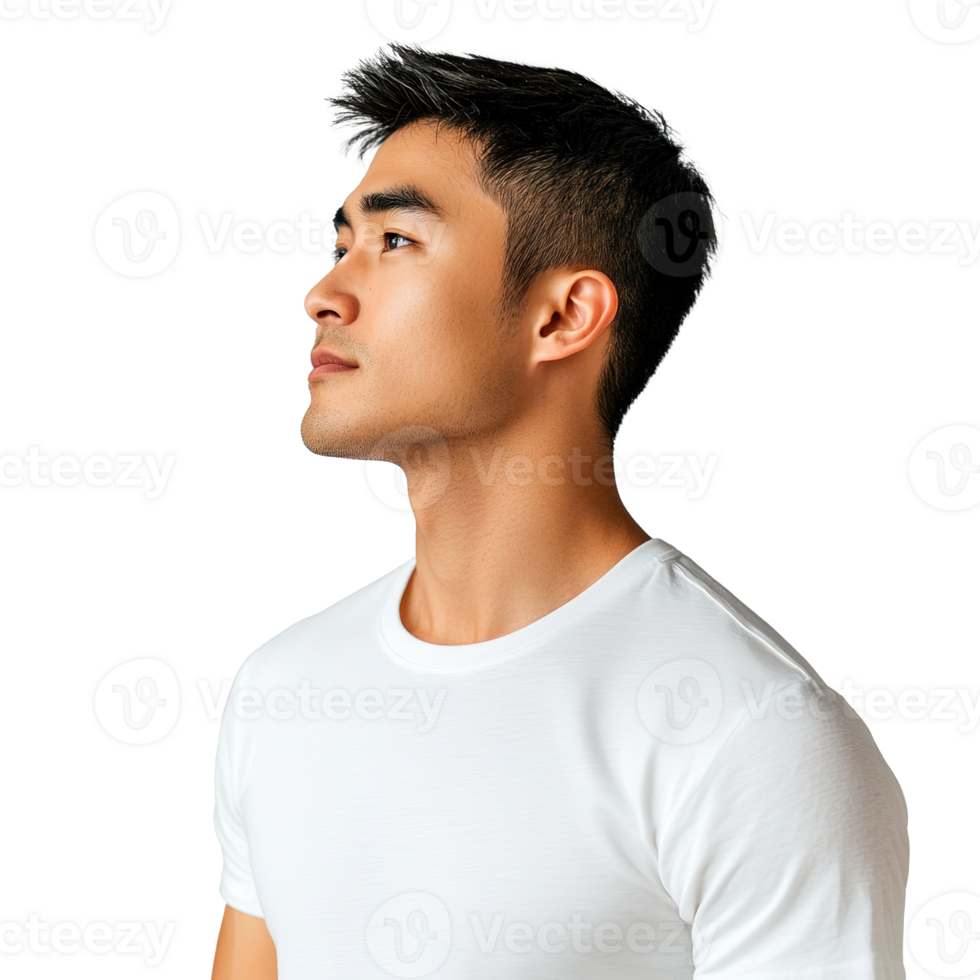 Portrait of A Handsome Man Looking Away Isolated on Transparent Background png