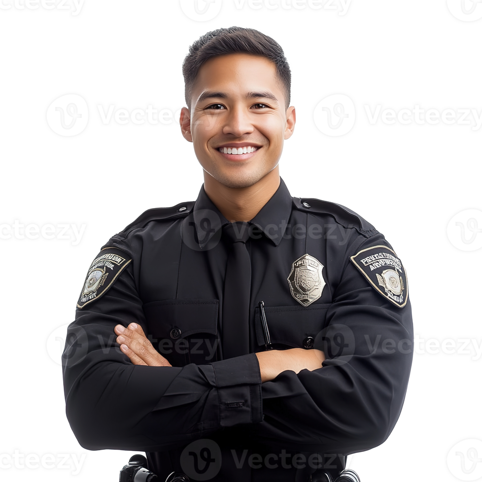 Smiling Police Officer Man in Uniform Portrait Isolated at the Transparent Background png