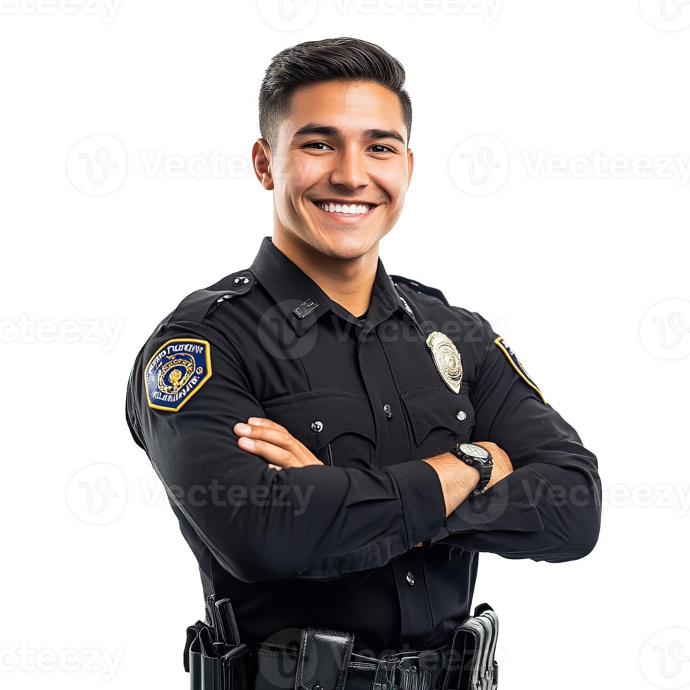 Smiling Police Officer Man in Uniform Portrait Isolated on the Transparent Background png