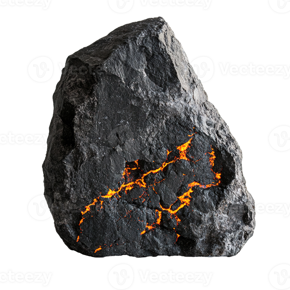 Black Lava Stone Coal Sample at Transparent Background png