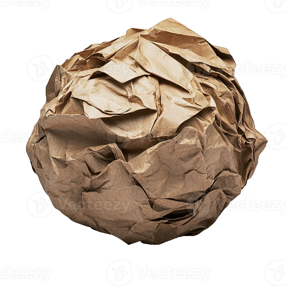Paper Ball Crumpled Isolated on Transparent Background png