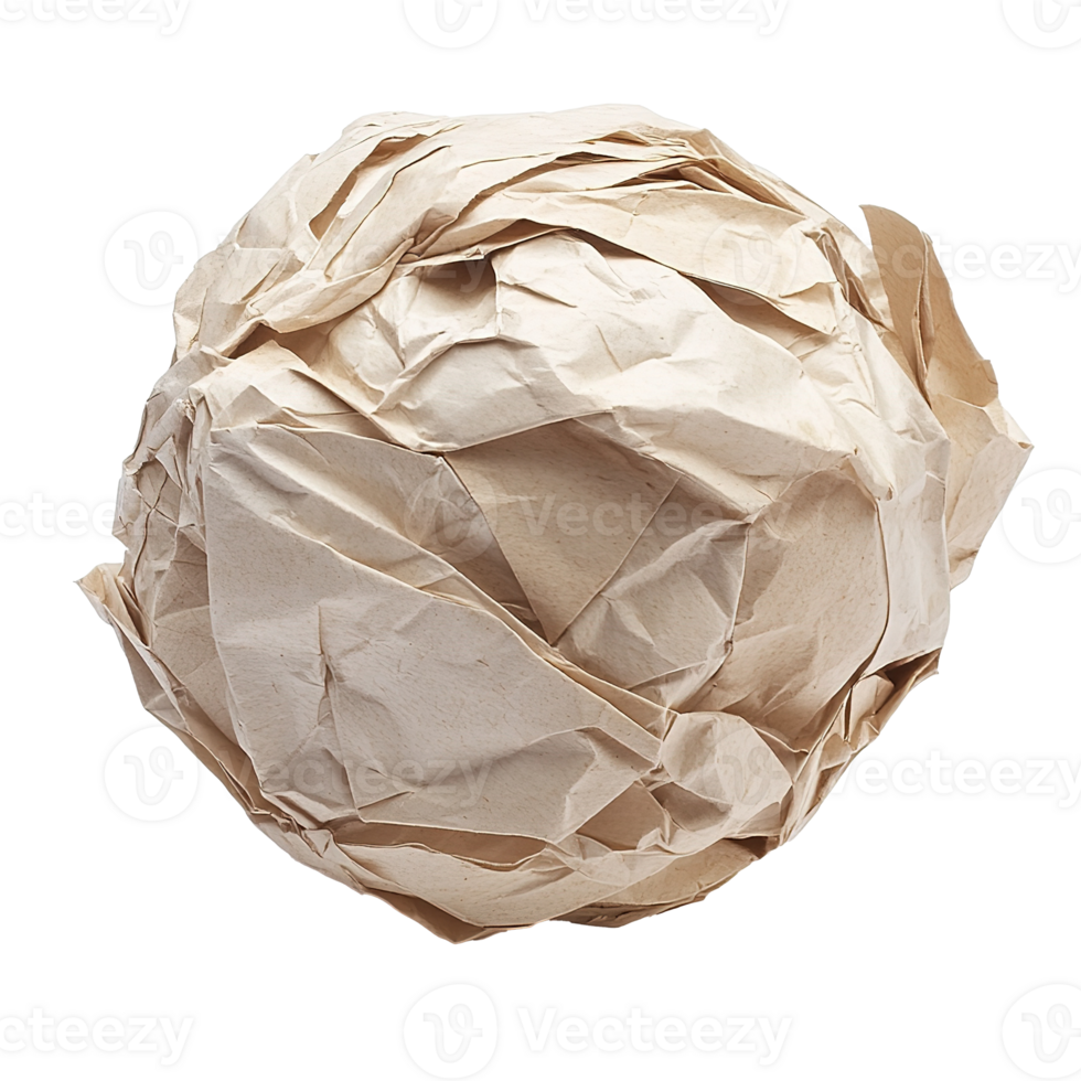 Crumpled Paper Ball Isolated at the Transparent Background png