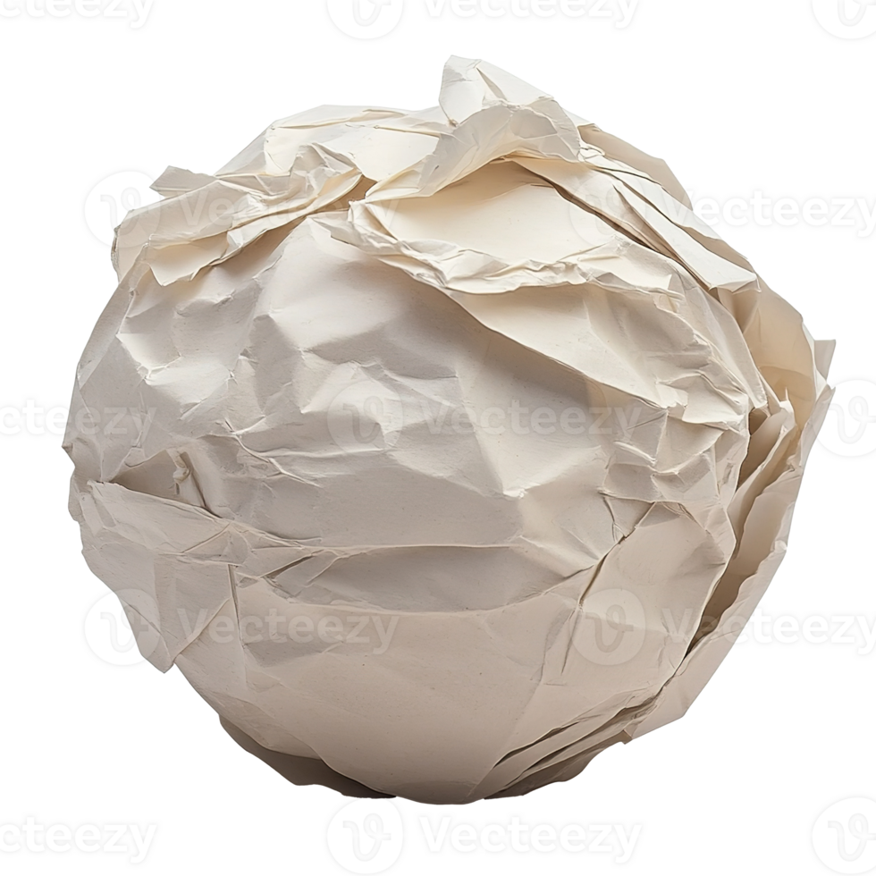 Crumpled Paper Ball Isolated on Transparent Background png