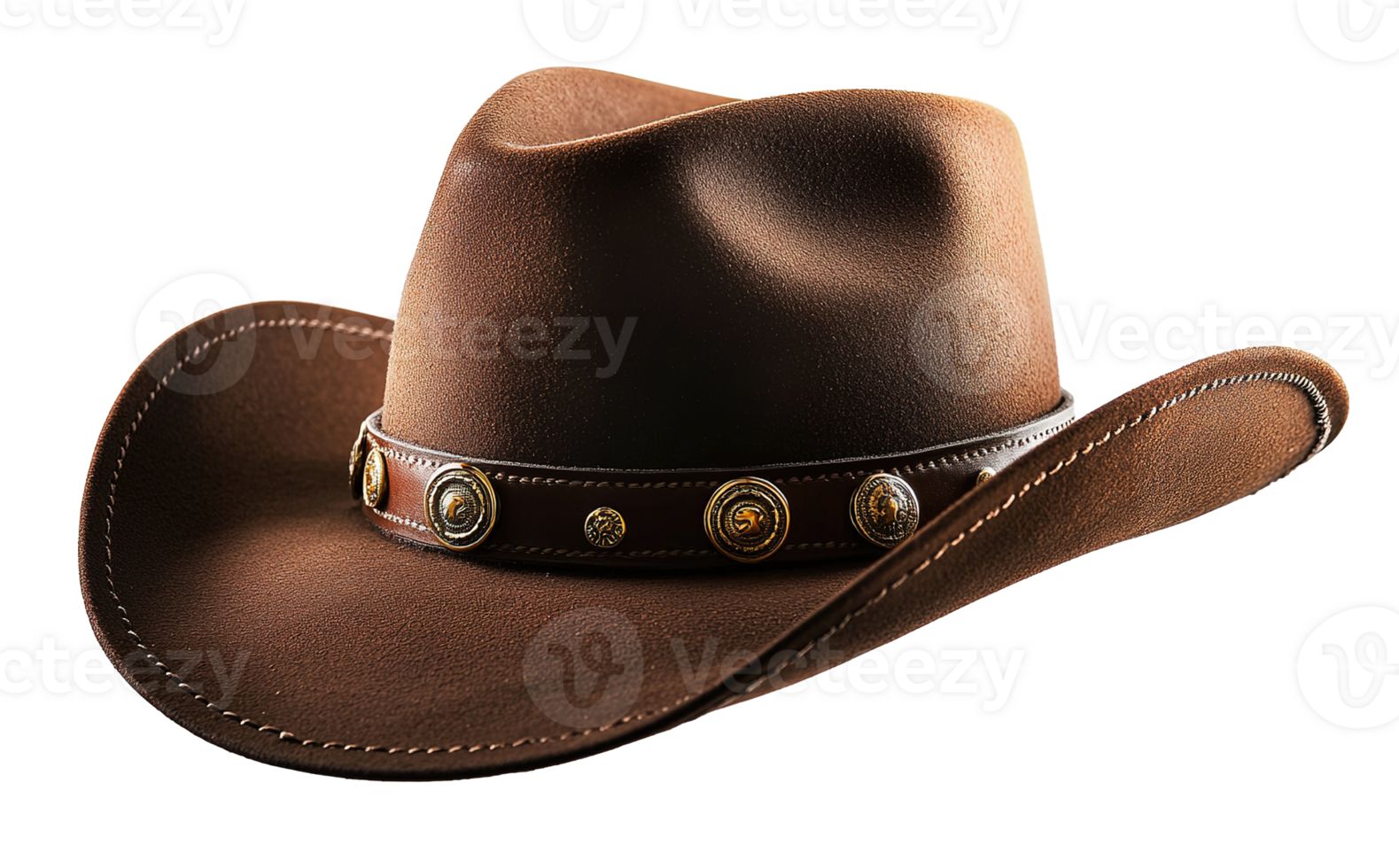 Brown Cowboy Hat Isolated at the Transparent Background, Cut Out png