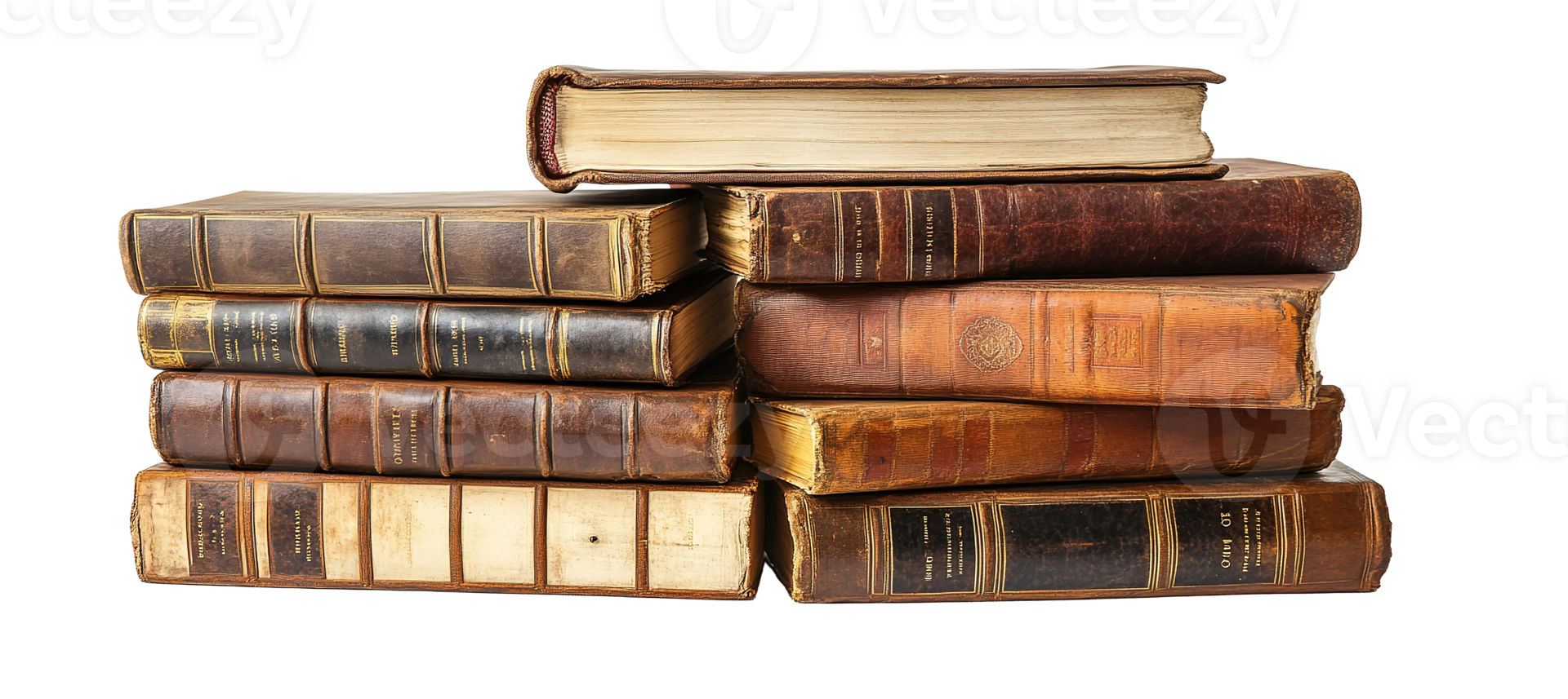Stack of Hardcovered Old Books Isolated at Transparent Background. Cut Out png