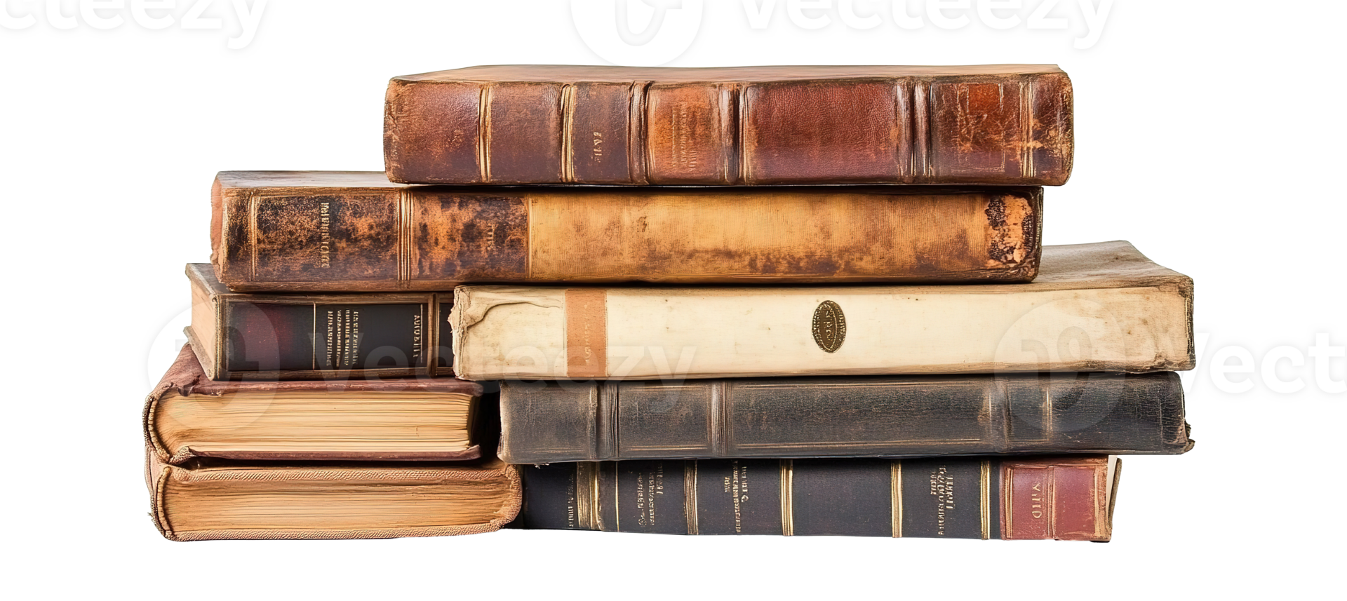Stack of Hardcovered Old Books Isolated at the Transparent Background. Cut Out png