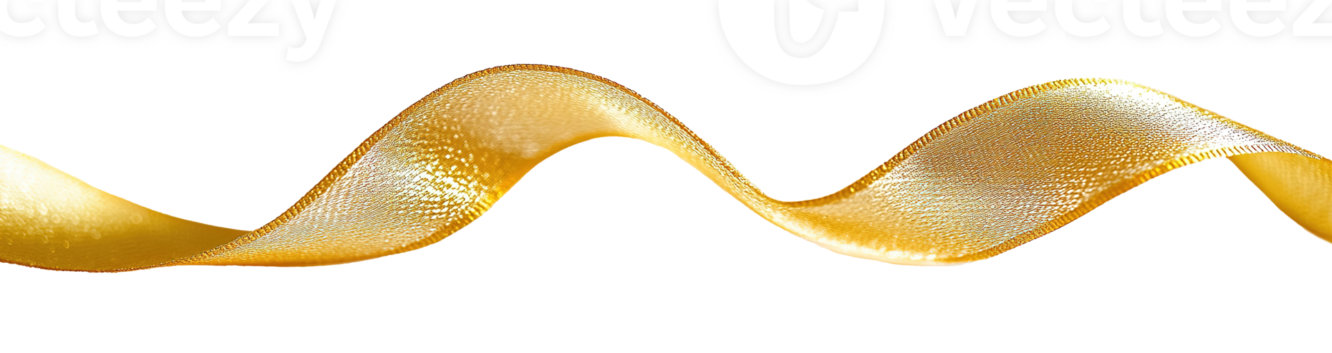 Golden Ribbon Decoration Isolated at Transparent Background. Cut Out png