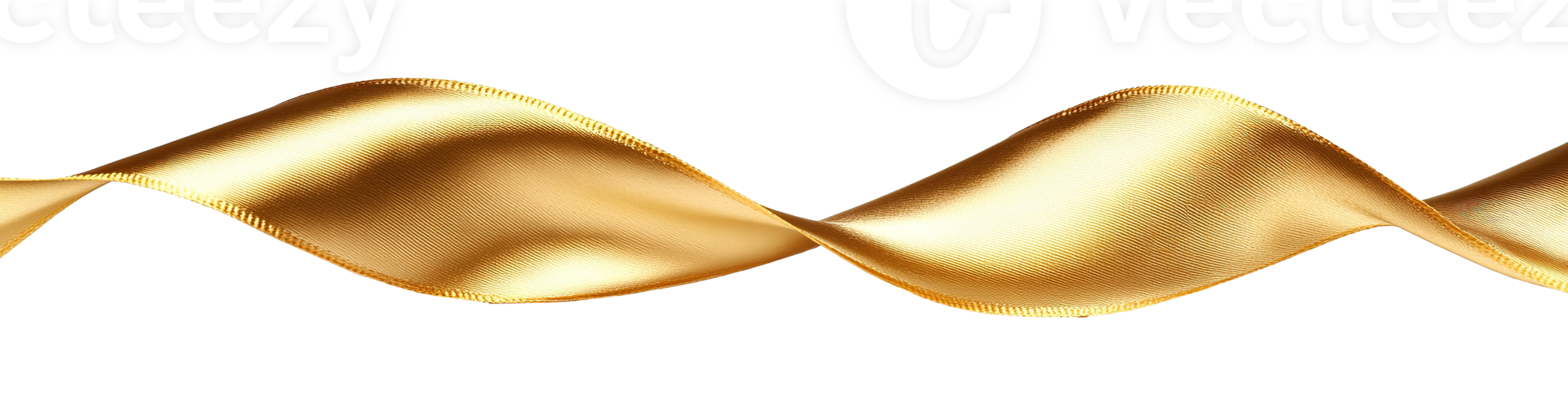 Golden Ribbon Decoration Isolated at the Transparent Background. Cut Out png