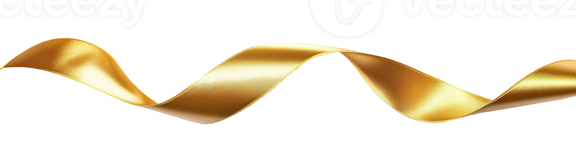 Golden Ribbon Decoration Isolated on the Transparent Background. Cut Out png