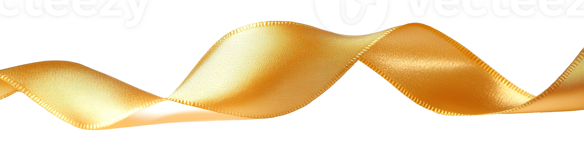 Golden Ribbon Decoration Isolated on Transparent Background. Cut Out png