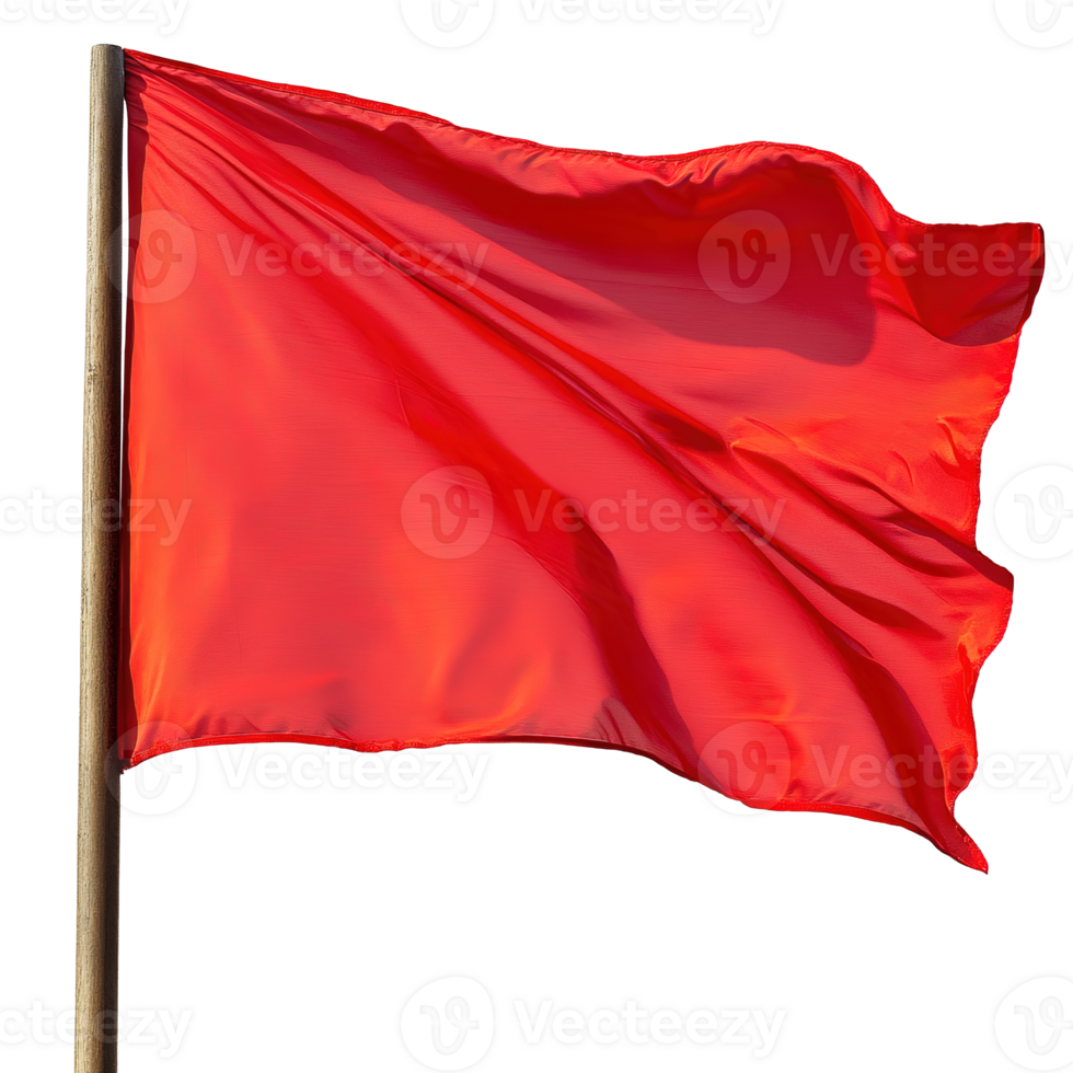 Red Flag Waving and Fluttering Isolated at Transparent Background. Cut Out png