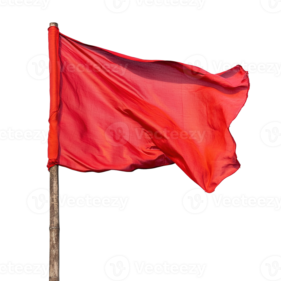 Red Flag Fluttering Waving in the Wind Isolated at Transparent Background. Cut Out png