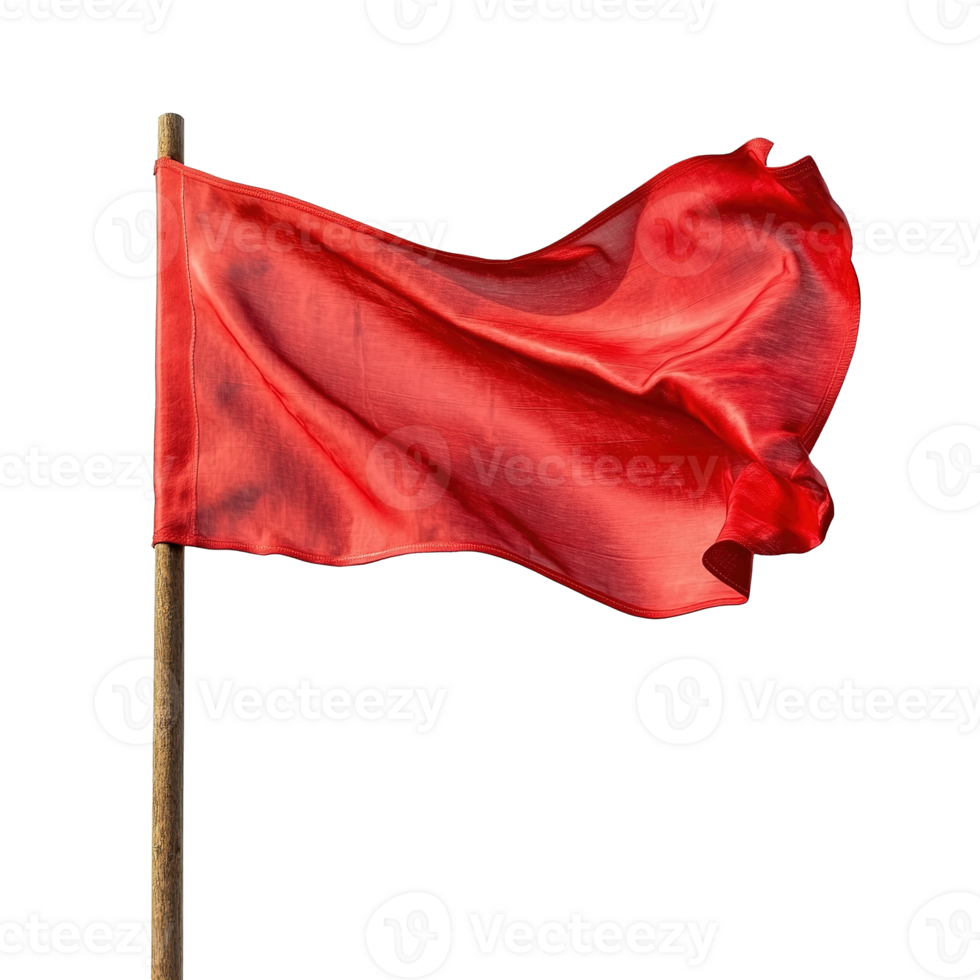 Red Flag Fluttering Waving in the Wind Isolated at the Transparent Background. Cut Out png