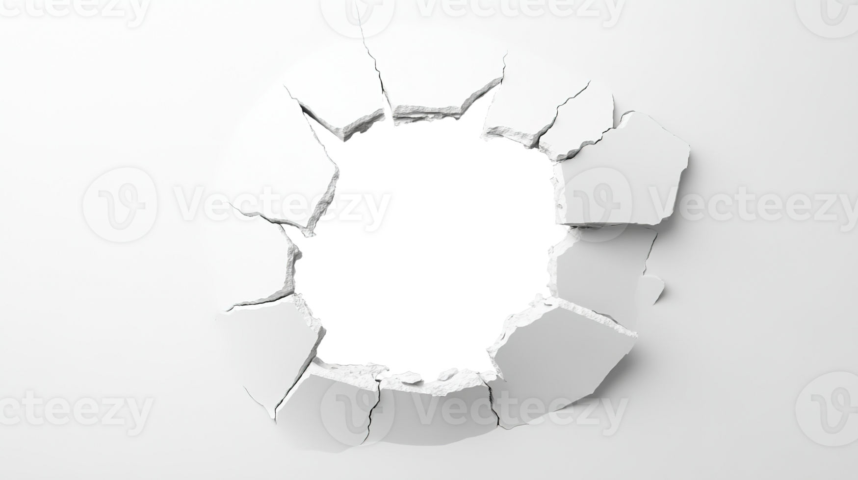 Hole Breaking Through White Wall Isolated at Transparent Background png
