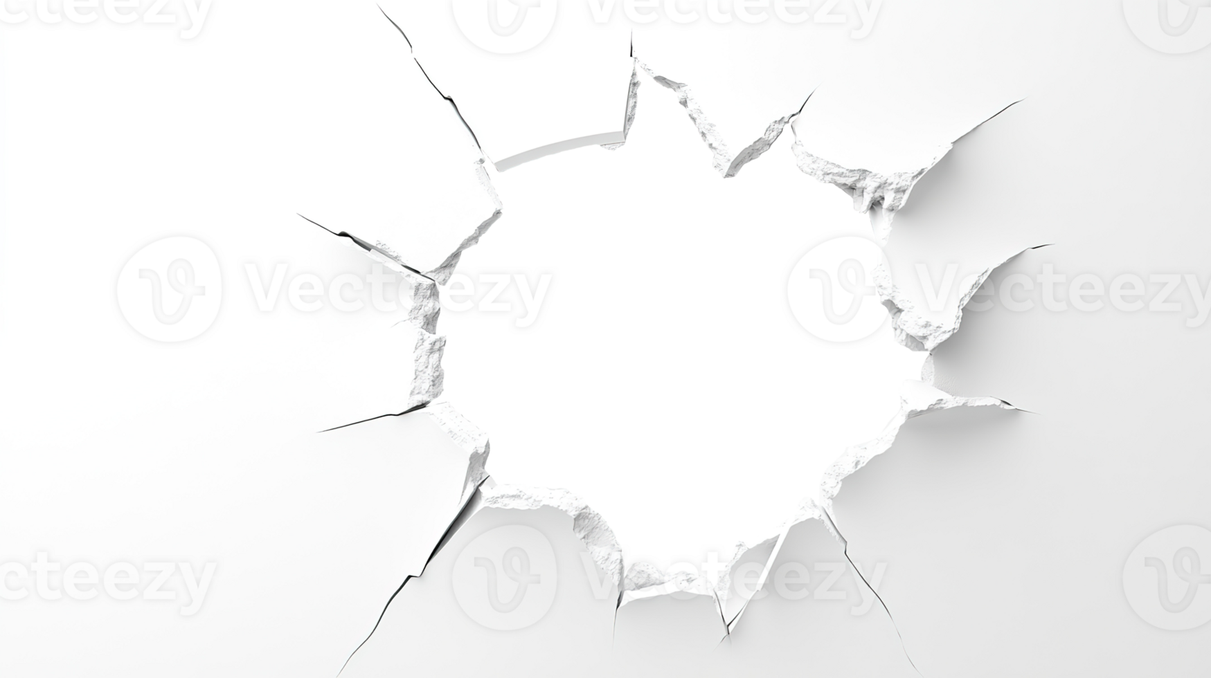 Hole Breaking Through White Wall Isolated at the Transparent Background png