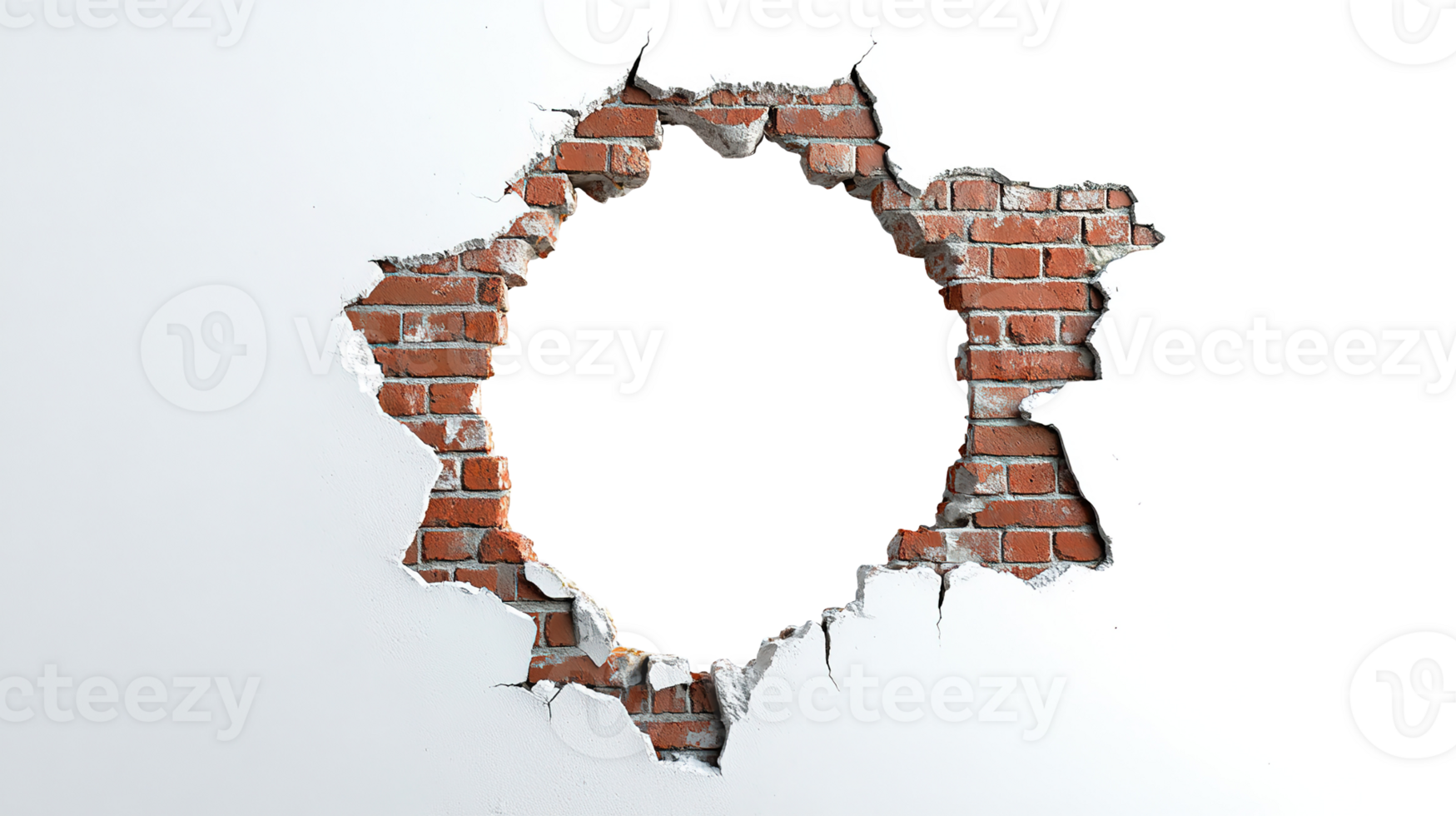 Hole Breaking Through Bricks Wall Isolated at Transparent Background png