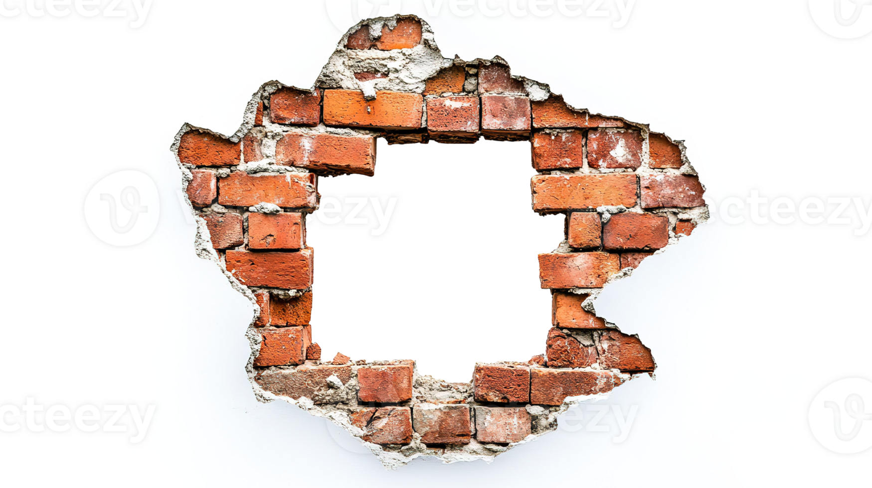 Hole Breaking Through Bricks Wall Isolated at the Transparent Background png