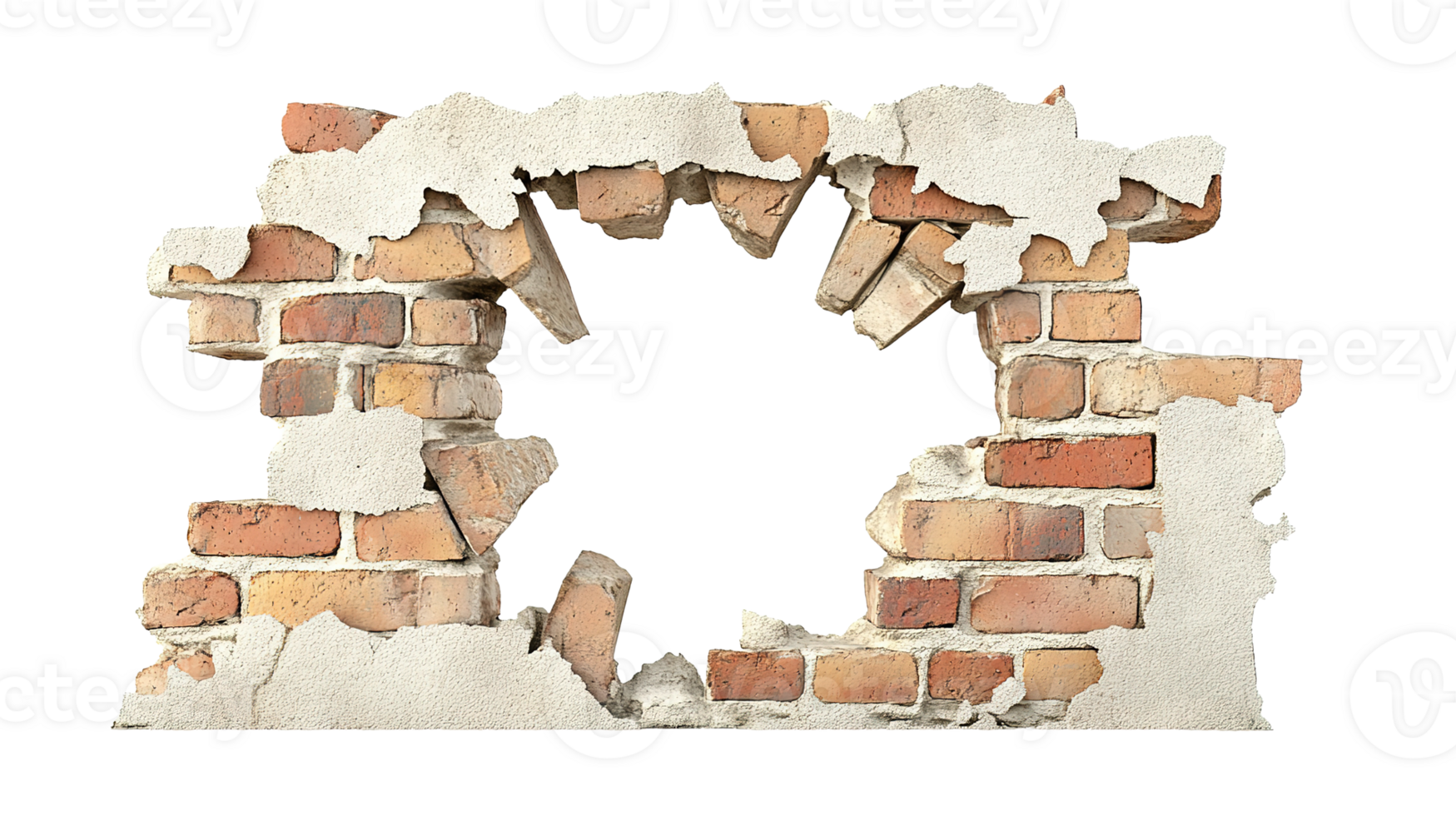 Hole Breaking Through Bricks Wall Isolated on Transparent Background png