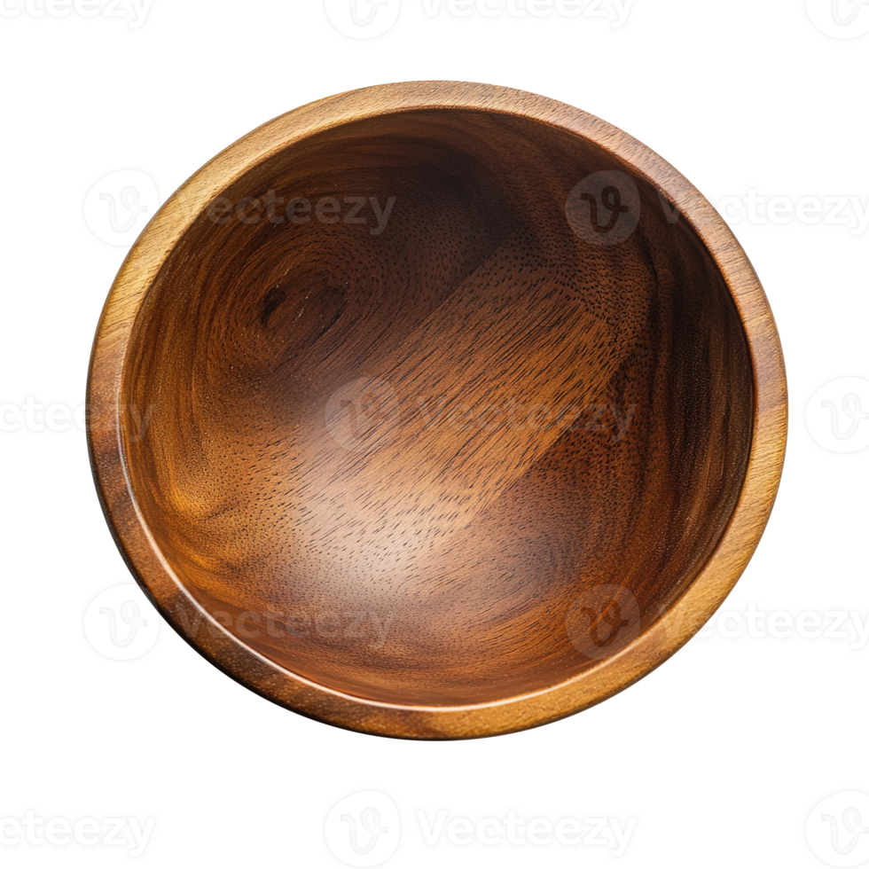 Flat Lay Photo of Empty Wooden Bowl Isolated at Transparent Background png