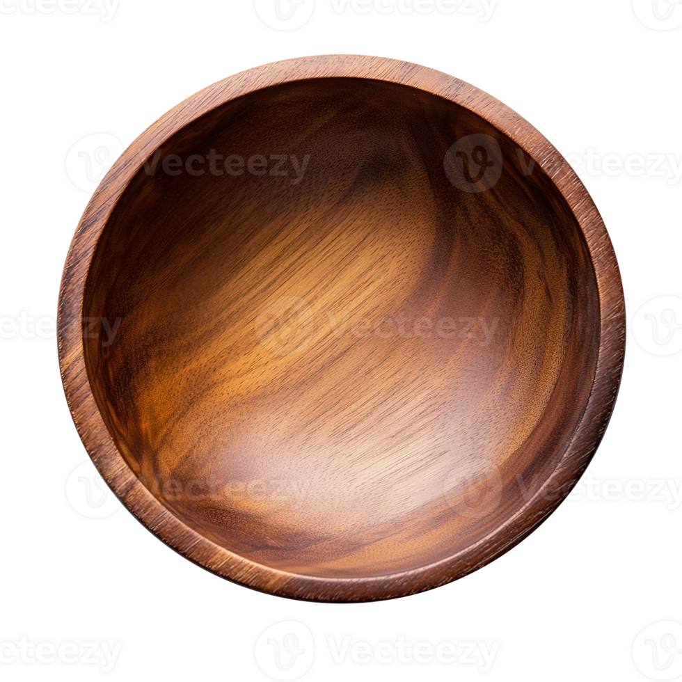 Flat Lay Photo of Empty Wooden Bowl Isolated at the Transparent Background png