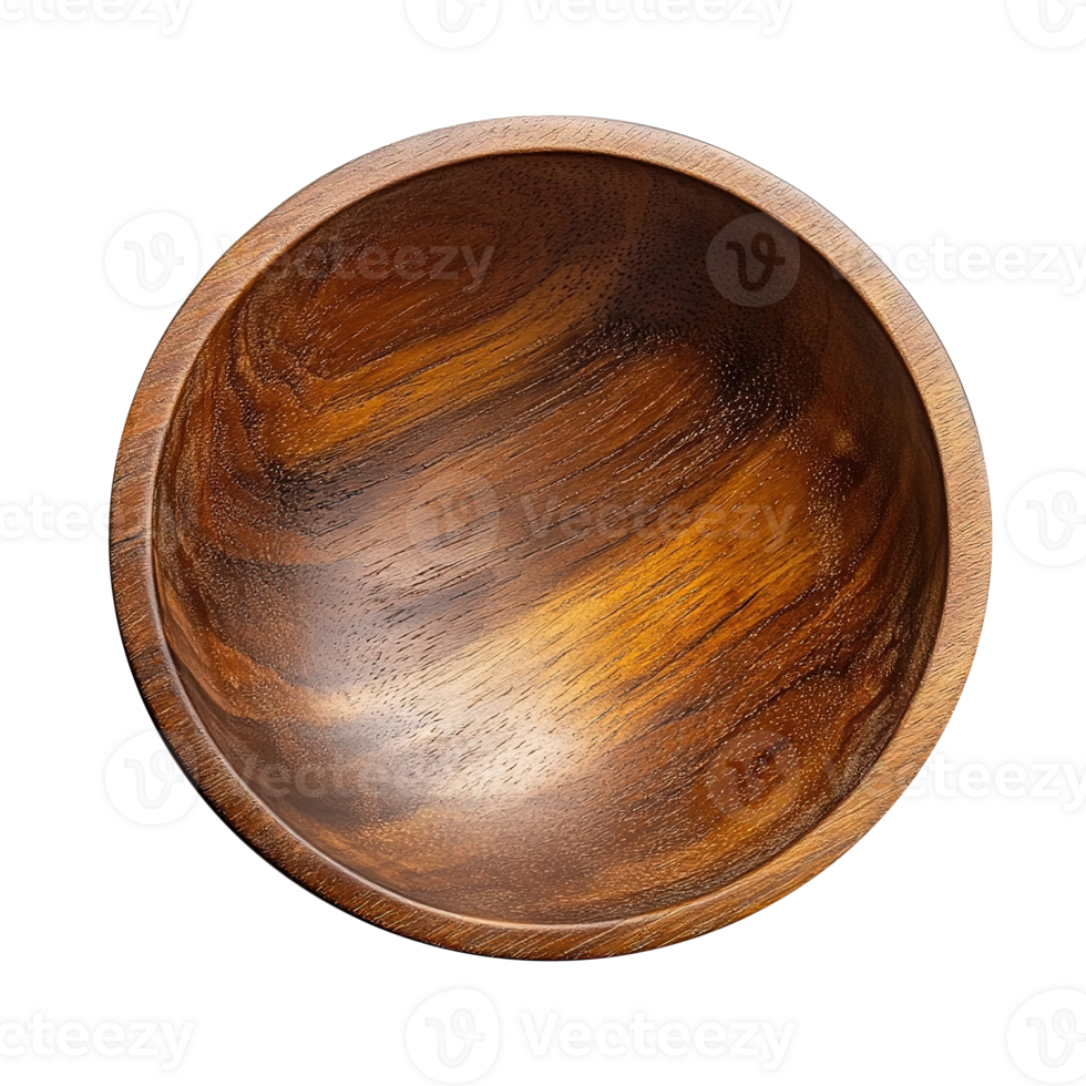Flat Lay Photo of Empty Wooden Bowl Isolated on Transparent Background png
