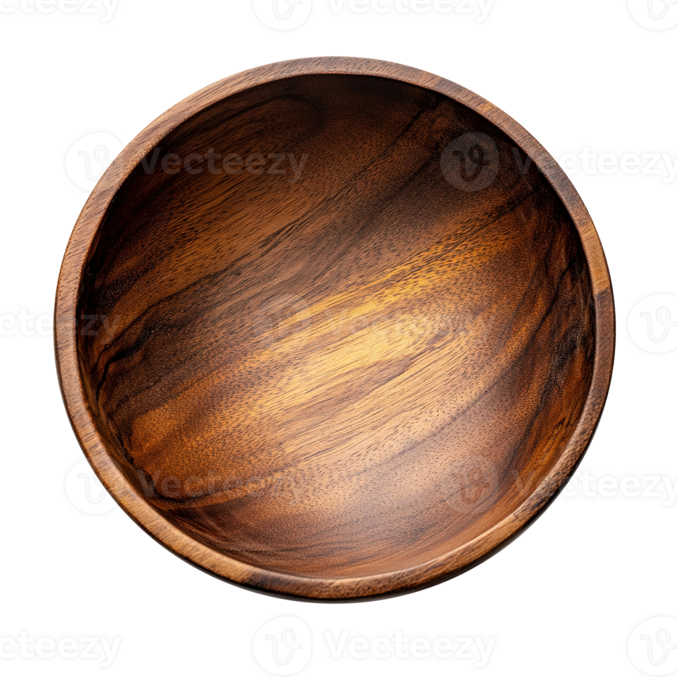 Flat Lay Photo of Empty Wooden Bowl Isolated on the Transparent Background png