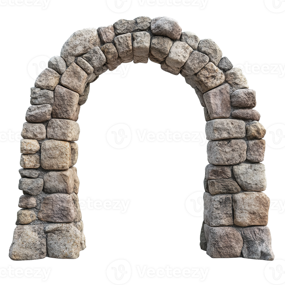 Ancient Stone Archway with Weathered Stones Isolated on the Transparent Background png